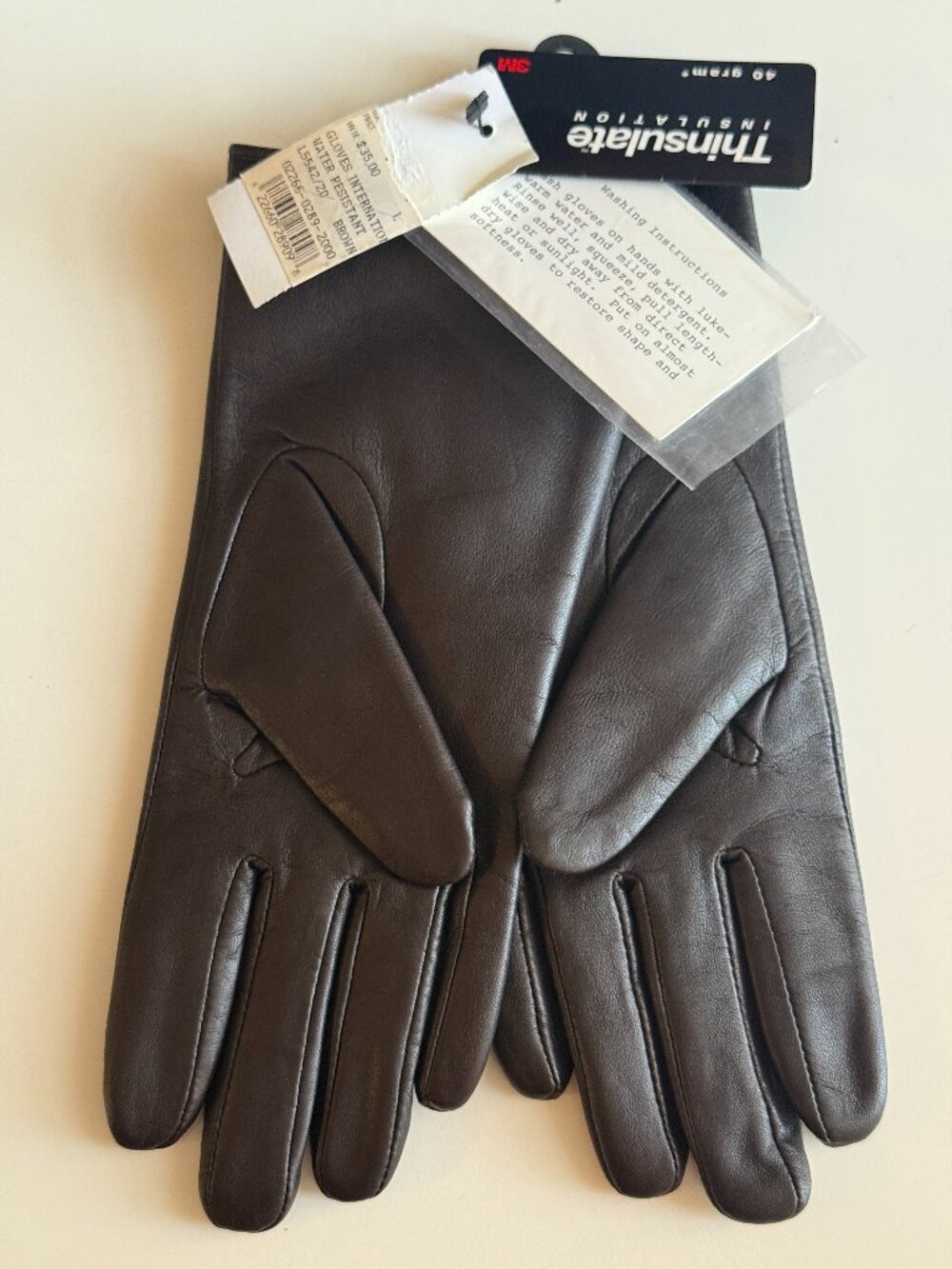 Thinsulate 40 Gram Insulated Ladies Gloves Genuine Soft Leather Brown Size L NWT